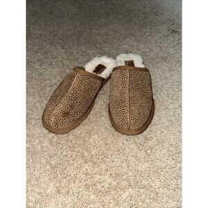Womens Ugg PEARLE MICRO CHEETAH LEATHER Slippers Sz 8